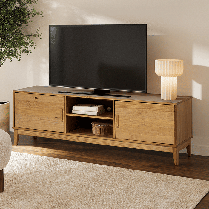 Rack para TV Alamo em Madeira Natural