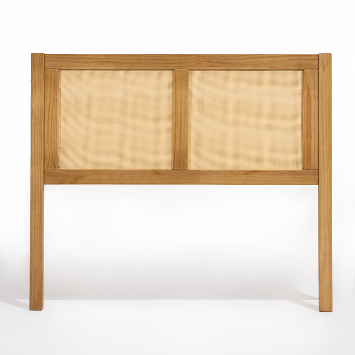 Cabeceira de Cama CASAL 140cm Paglia Madeira e Rattan