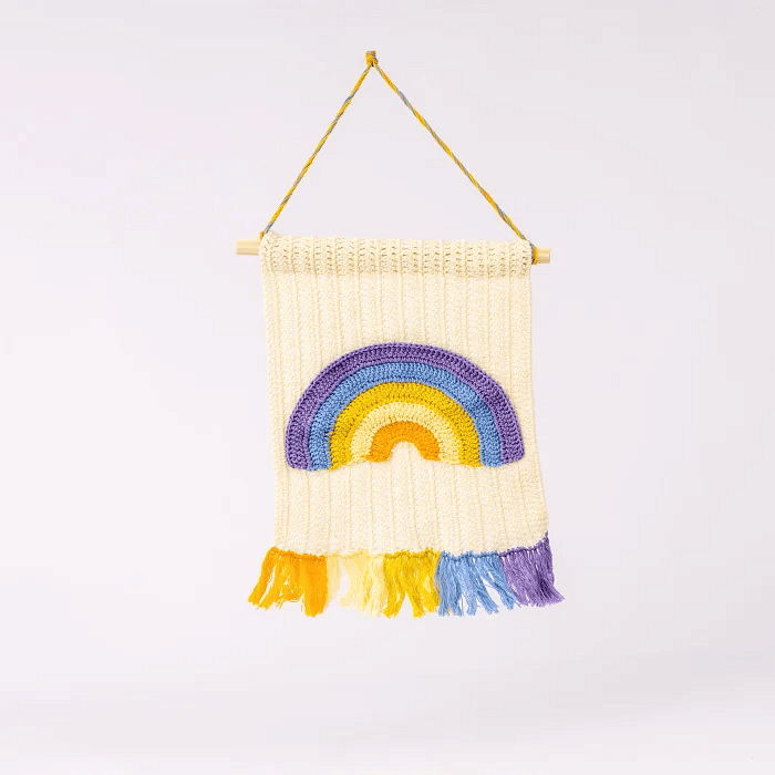 Bandeira Flag Flâmula Rainbow em Crochê Artesanal 22cm x 30cm