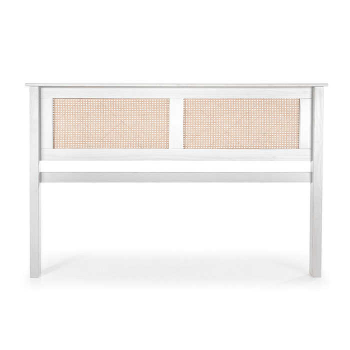 Cabeceira de Cama QUEEN 164cm Nature Madeira e Rattan na Cor Branca