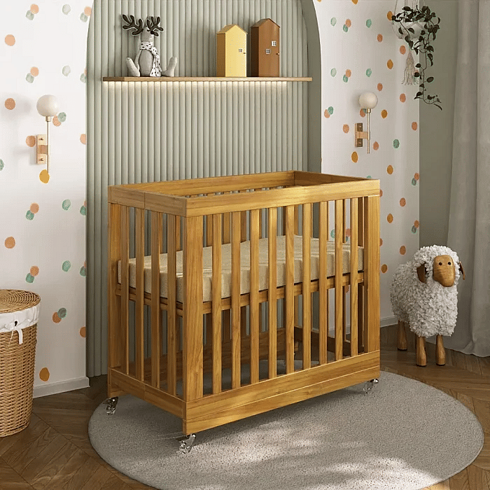 Mini Berço Dobrável Fold de Madeira na Cor Mel