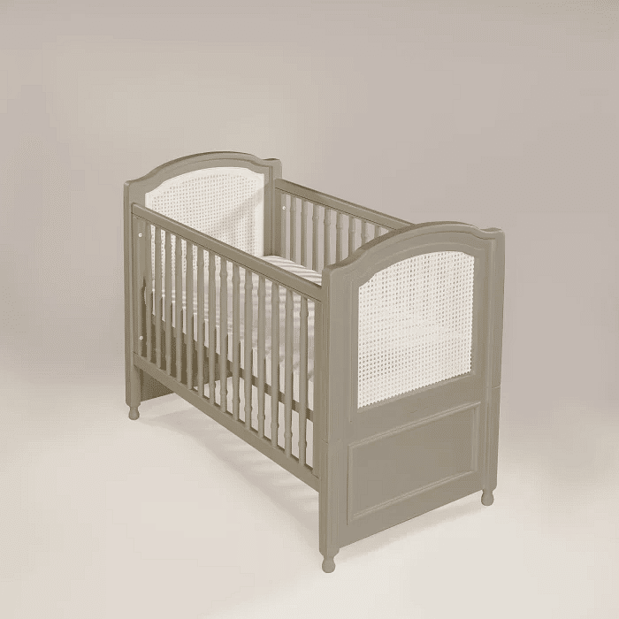 Berço Americano Feliz 2 em 1 Fendi Foggy com Palha Branca