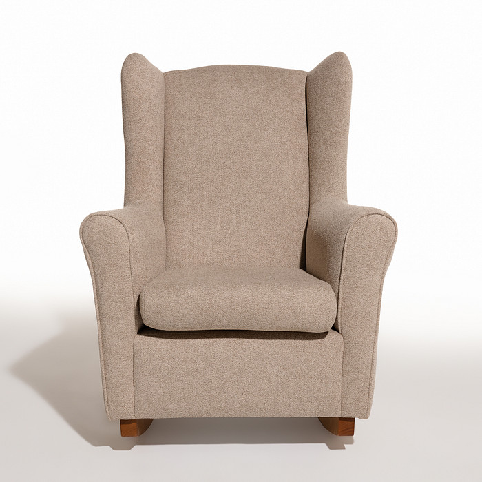 Poltrona de Amamentação Cloud com Balanço e Puff Bouclé Bege