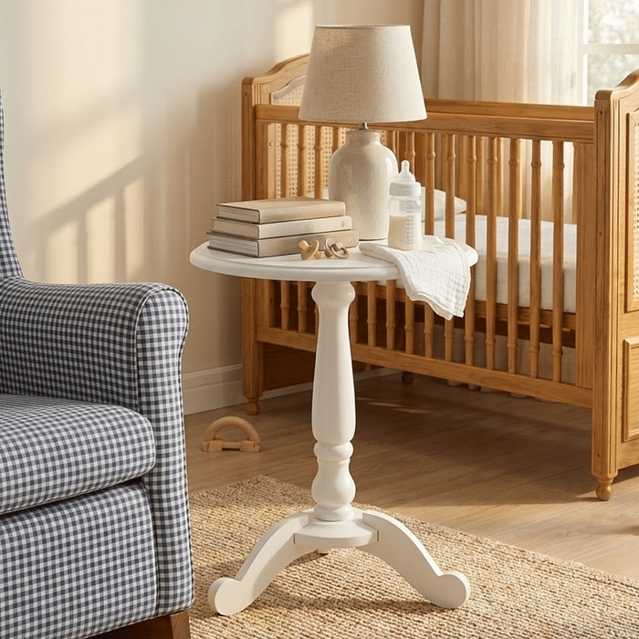 Mesa Redonda Lateral de Apoio Branca