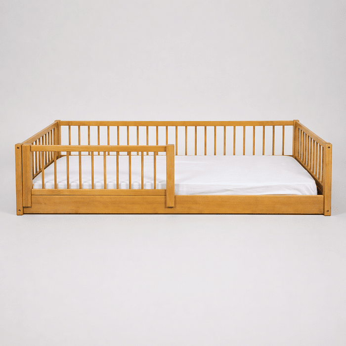 Cama Infantil de Solteiro Montessoriana Bloomie em Madeira Maciça Pinus Mel