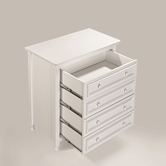 Cômoda Feliz 4 gavetas Branca de Madeira Maciça