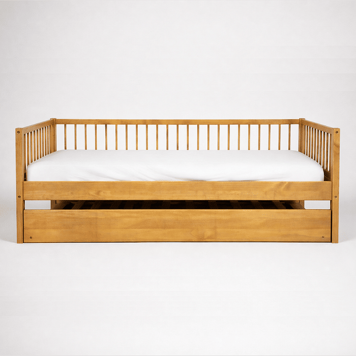 Sofá Cama com Cama Auxiliar Bloomie em Madeira Maciça Pinus Mel