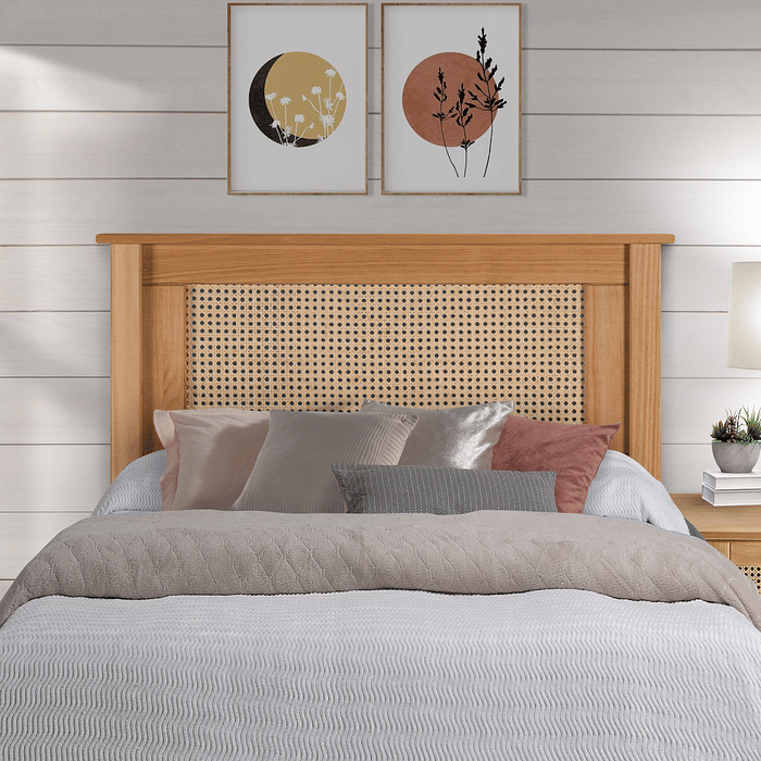 Cabeceira de Cama SOLTEIRO 94 cm Nature Madeira e Rattan
