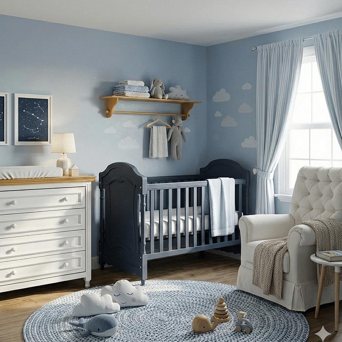 Berço Americano Lilie Clássico 2 em 1 na Cor Space Blue