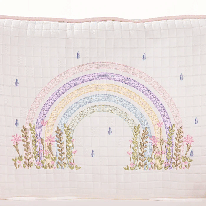 Kit de Berço Arco-Íris Bordado 3 Peças em Percal 230 fios antialérgico para Berço Americano