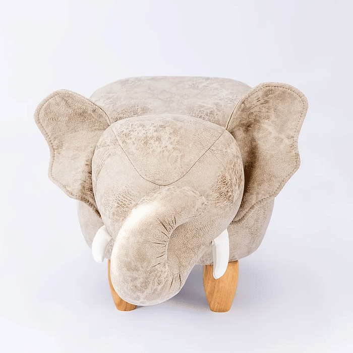 Puff Infantil Elefante Couro Sintético e Madeira