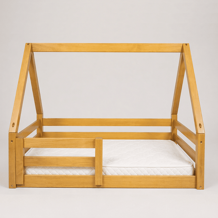 Mini Cama Infantil Montessoriana Casinha Bloomie em Madeira Maciça Pinus Mel