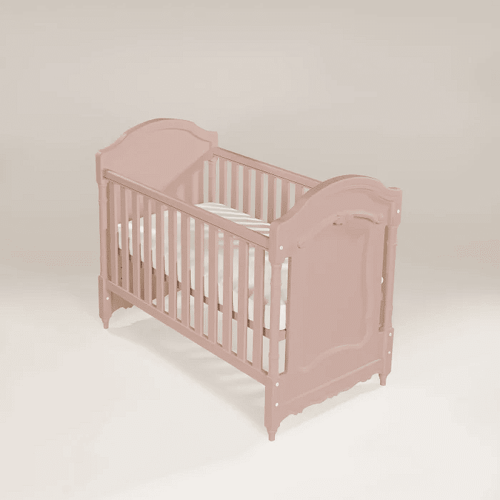 Berço Americano Lilie Clássico 2 em 1 na Cor Rosa Soft