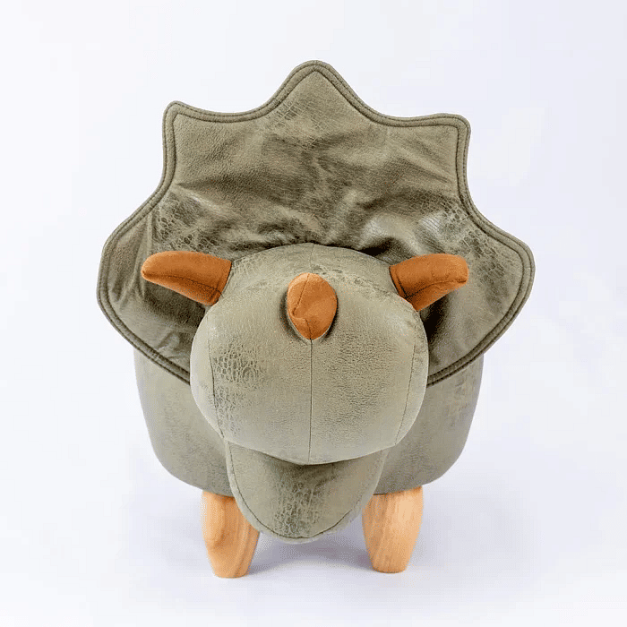Puff Infantil Dinossauro Couro Sintético e Madeira