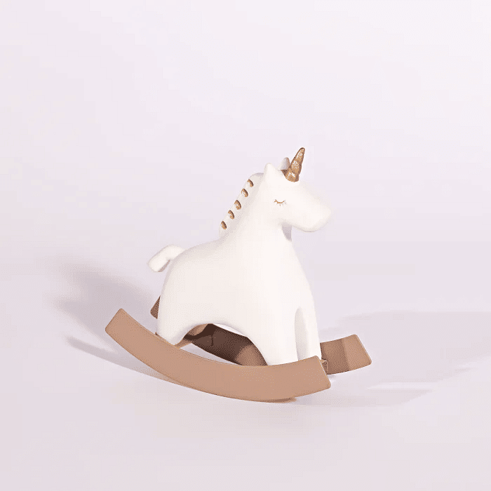 Unicórnio Decorativo Branco e Preto