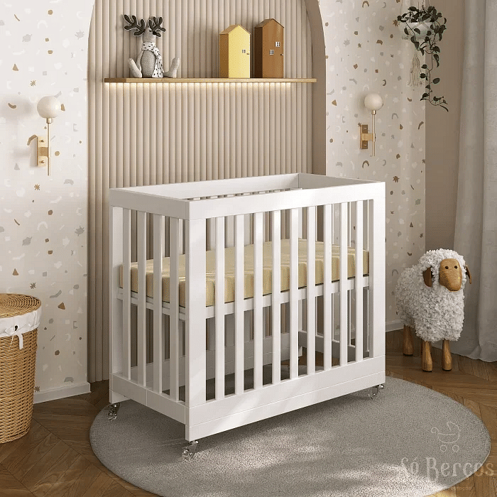 Mini Berço Dobrável Fold de Madeira Branco