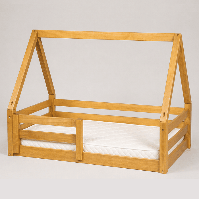 Mini Cama Infantil Montessoriana Casinha Bloomie em Madeira Maciça Pinus Mel