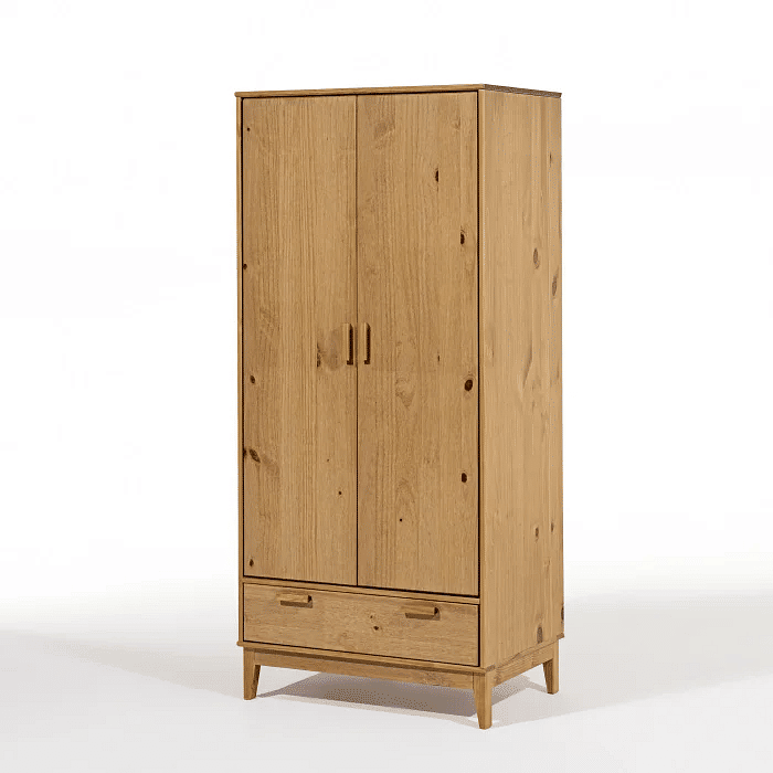 Roupeiro Alamo 2 Portas e 1 Gaveta em Madeira Natural