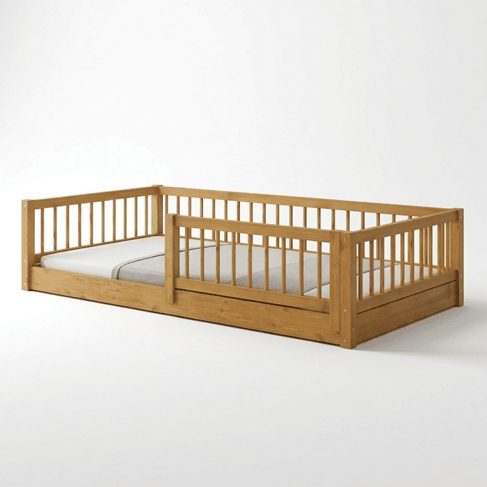 Cama Infantil Montessoriana Bloomie em Madeira Maciça Pinus Mel