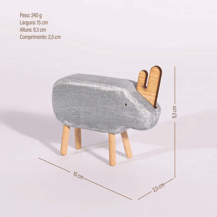 Rinoceronte Decorativo de Pedra Safari Quarto de Bebê