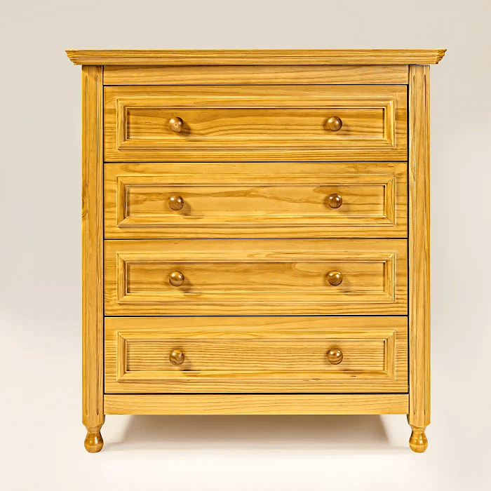 Cômoda Feliz 4 gavetas Mel de Madeira Maciça