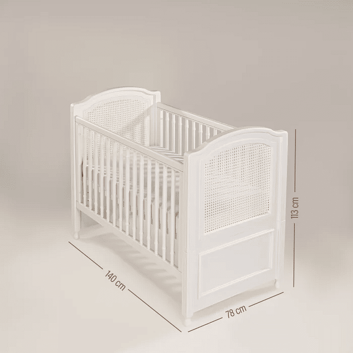 Berço Americano Feliz 2 em 1 Rosa Soft com Palha Branca