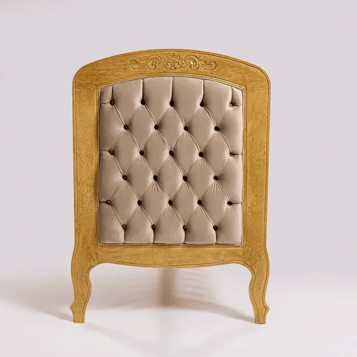 Kit Entalhado Berço 2 em 1 com Capitonê e Cômoda 5 Gavetas e 1 Porta em Madeira Maciça Mel