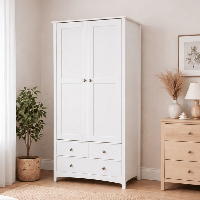 Roupeiro Lumo 2 portas e 3 gavetas Branco