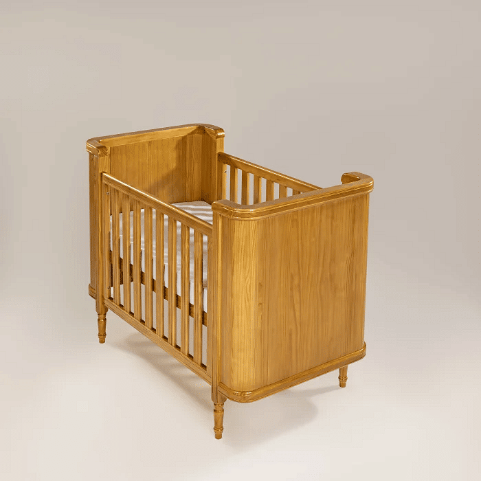 Kit Toy Berço 2 em 1 e Cômoda 4 Gavetas em Madeira Maciça Mel