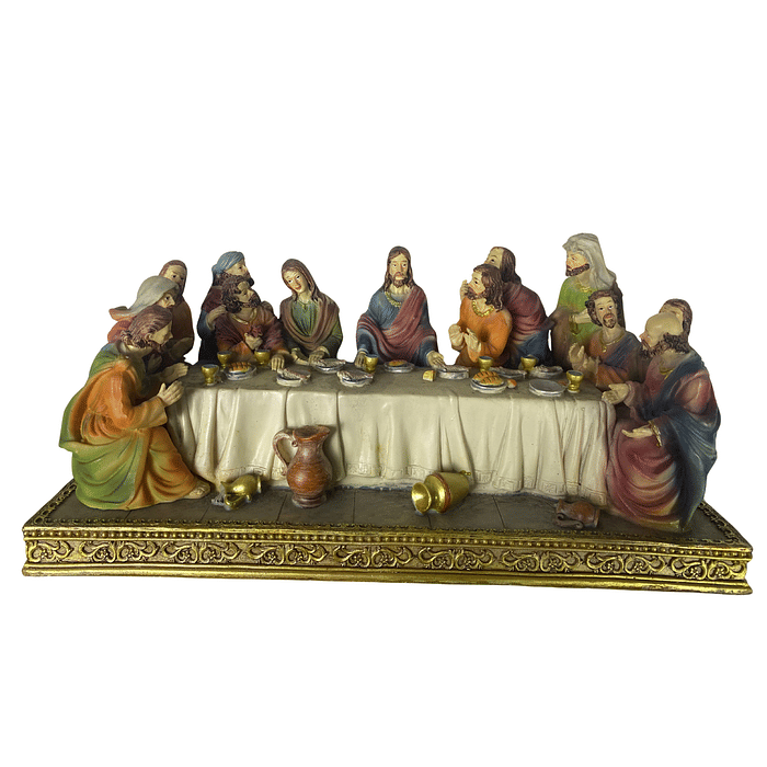 Imagem da Santa Ceia Resina Importada Colorida 26 cm