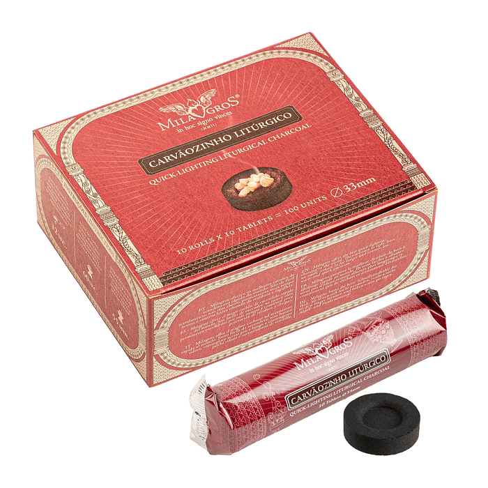 Carvão Litúrgico Milagros - 100 Pastilhas 33 MM