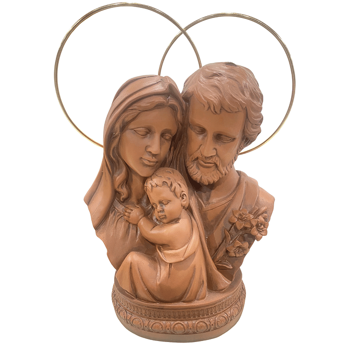 Imagem Busto da Sagrada Família de Resina 26 cm