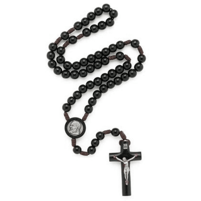 Terço de Madeira com Entremeio de São Padre Pio e Mensagem