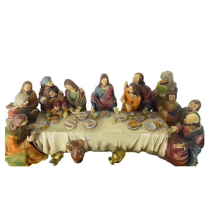 Imagem da Santa Ceia Resina Importada Colorida 26 cm