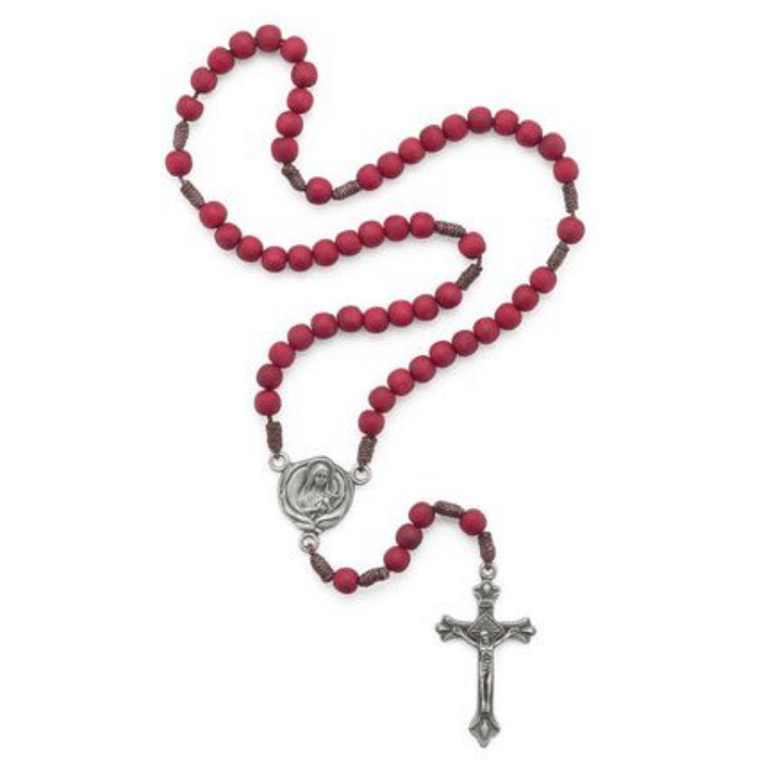 Terço de Madeira com Entremeio de Santa Teresinha e Perfume de Rosas