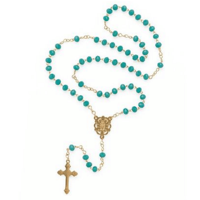 Terço de Cristal com Entremeio de N Sra das Graças