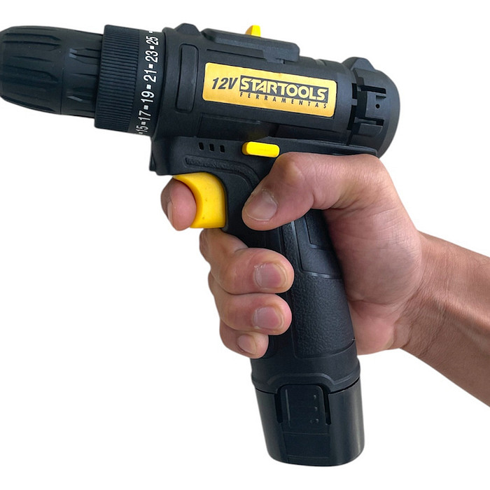 Parafusadeira e Furadeira a Bateria 12V Bivolt 3/8" Mandril Aperto Rápido