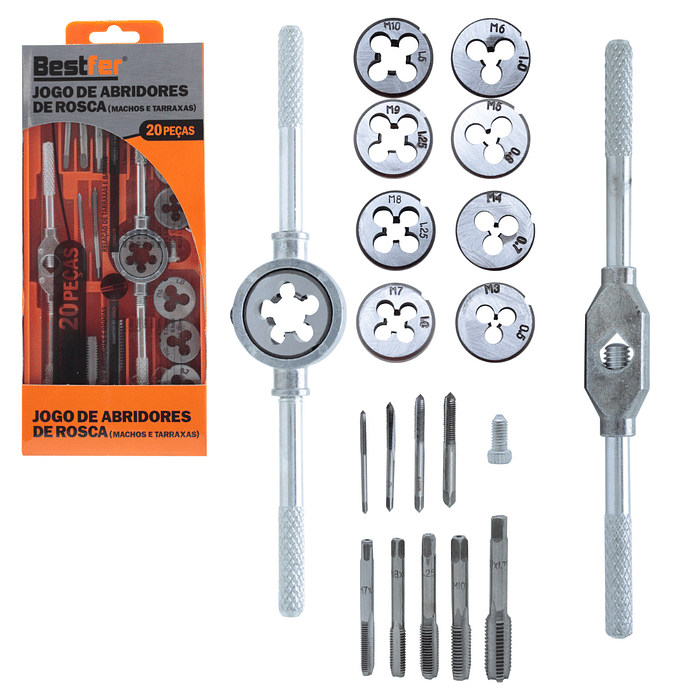 JOGO DE ABRIDORES DE ROSCA - TARRAXAS E MACHOS (20PCS)