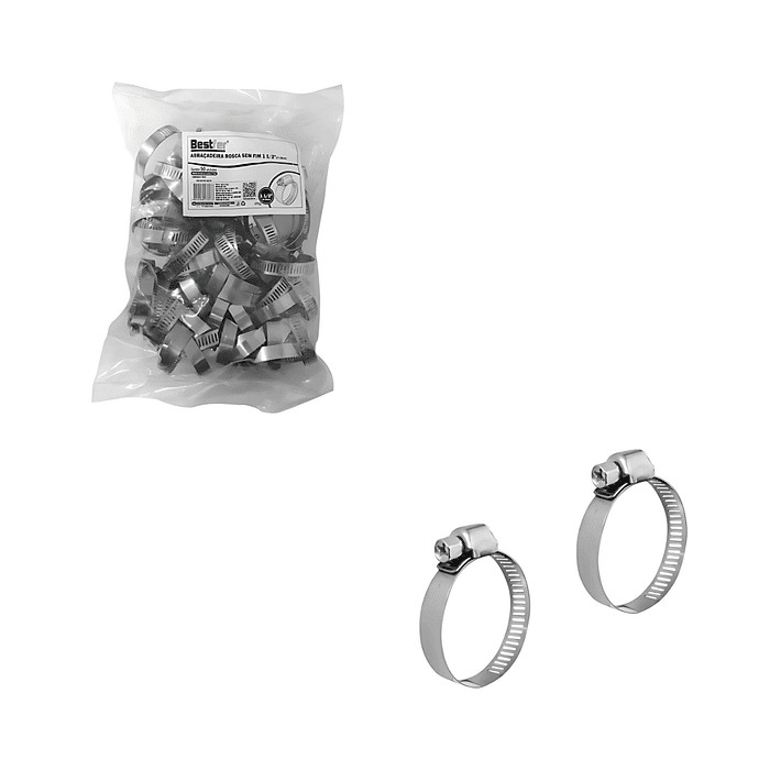 ABRACADEIRA ROSCA S/FIM 1 1/2POL INOX 50PCS