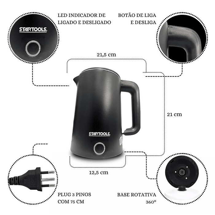 Chaleira jarra eletrica design