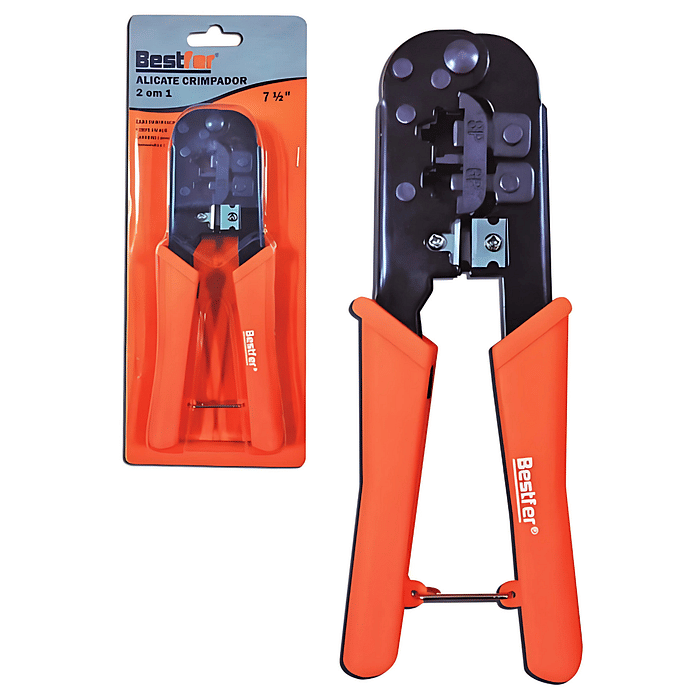 Alicate Crimpador 2 em 1 7 1/2" Aço - Cabo Emborrachado