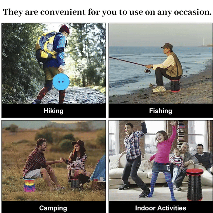 Banqueta Retrátil Banco Portátil com Alça Multiuso Leve Colorido