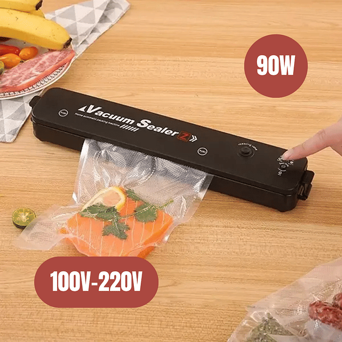 Máquina Seladora a Vácuo Alimentos 90W Bivolt + 10 Sacos Brinde