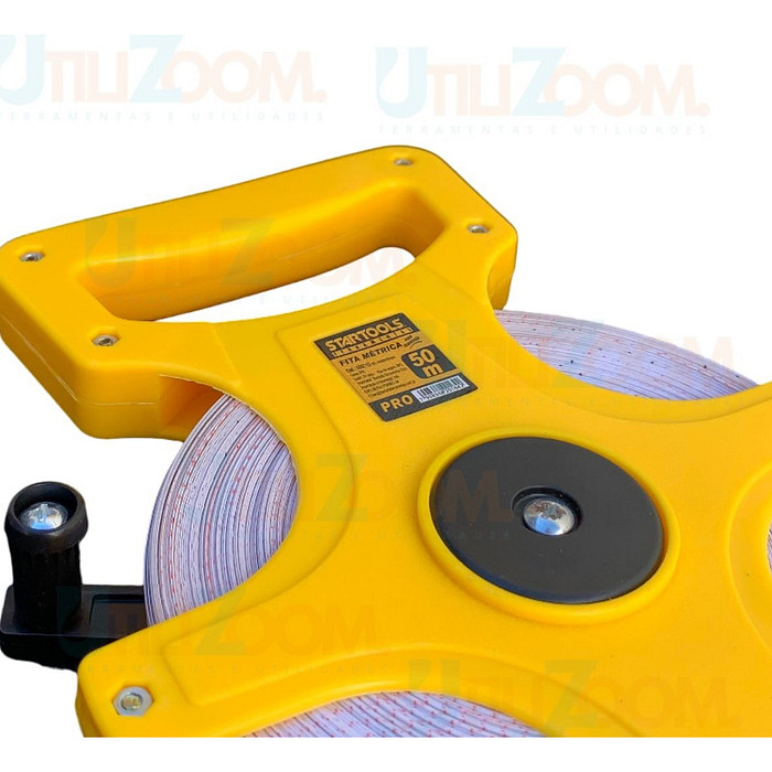 Trena Longa Fita Métrica Fibra de Vidro com Manivela 30m/50m Alta Precisão Topografo