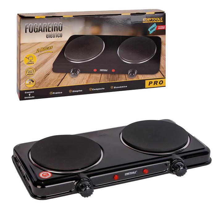 Fogareiro Elétrico Chapa Portátil Cozinha Camping Mesa Compacto Fogão Trailer Viagem