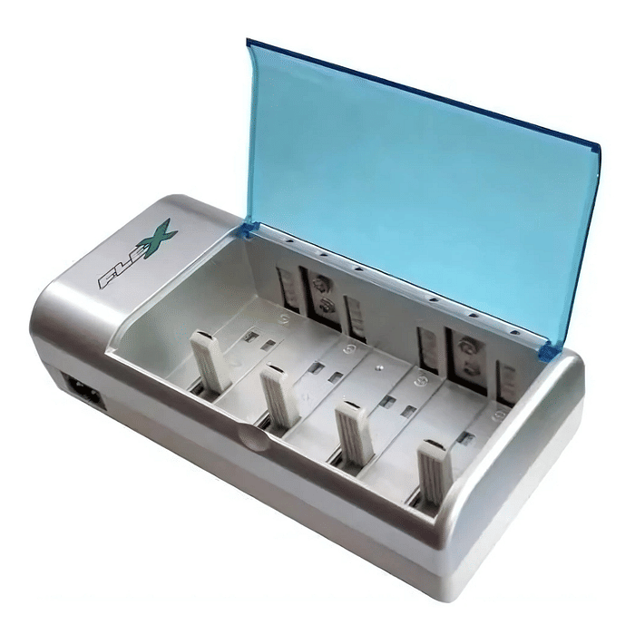 Carregador de Pilhas Baterias Universal Bivolt INMETRO Carrega AAA/AA/C/D