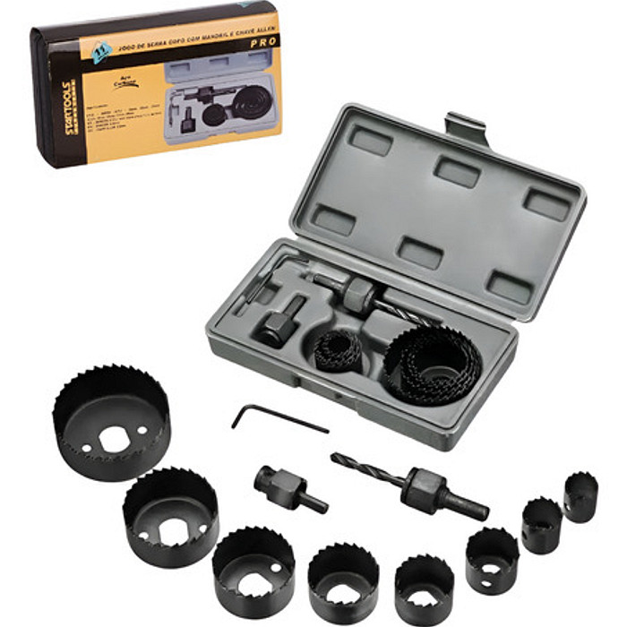 Jogo de Serra Copo Aço Broca Circular Fura Madeira Gesso Plástico Alta Precisão