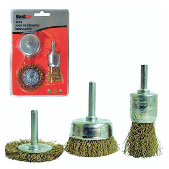 Escovas Circulares Furadeira Jogo 3pçs Aço Carbono