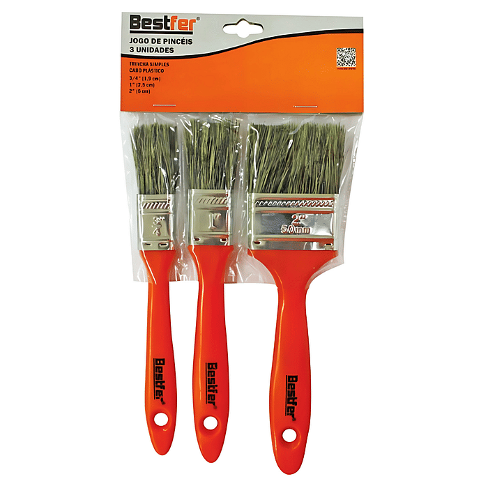 Kit 3 Pincel Trincha Pintura Parede Tinta Verniz Bestfer