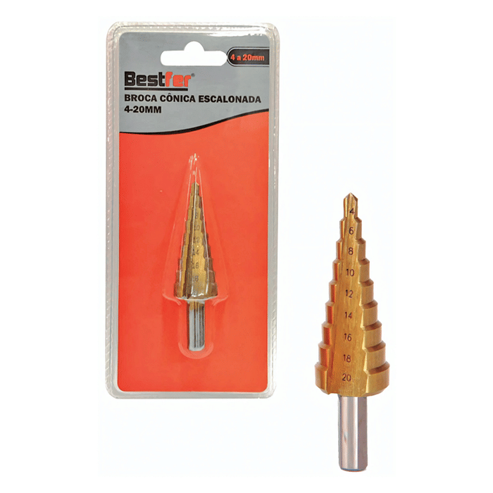 BROCA CONICA ESCALONADA  ACO RAPIDO 4 A 20MM